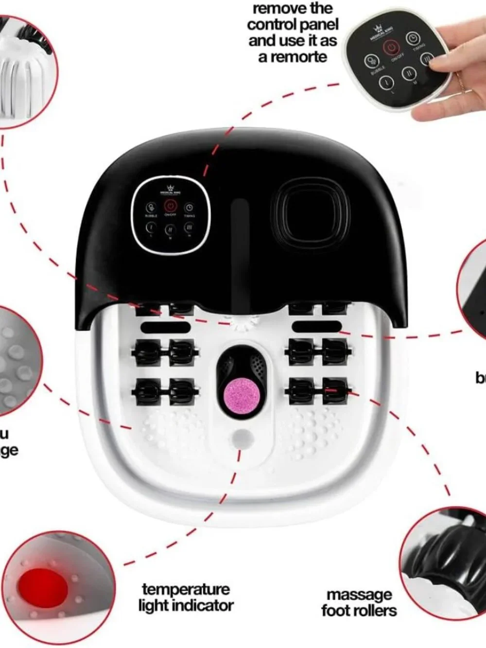 Medical king Foot Spa with Heat and Massage and Jets l